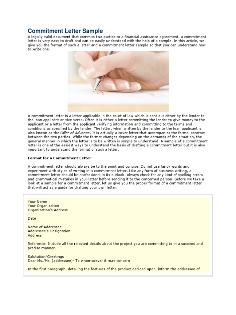 Commitment Letter Sample | Download Free PDF | Loans | Government