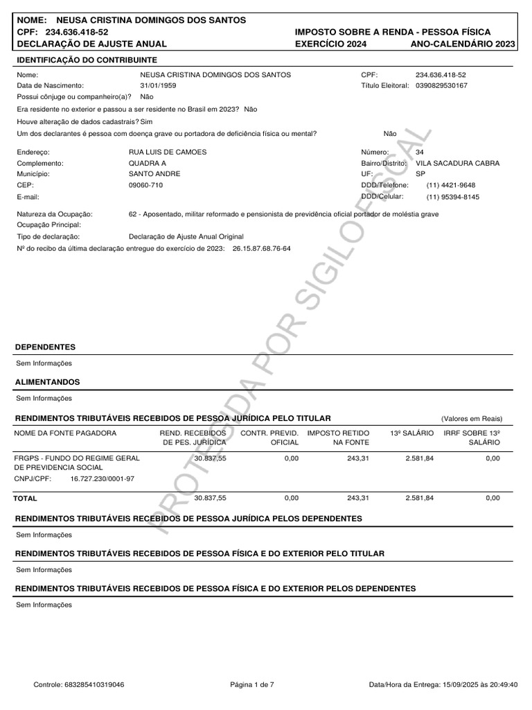 Irpf A 2024 2023 Dec | PDF | Impostos | Imposto de Renda