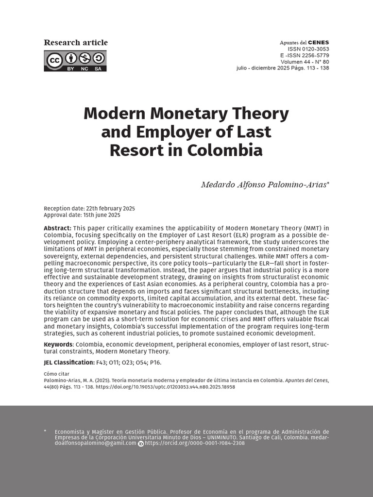 Modern Monetary Theory and Employment of Last Resort in The Tropics ...