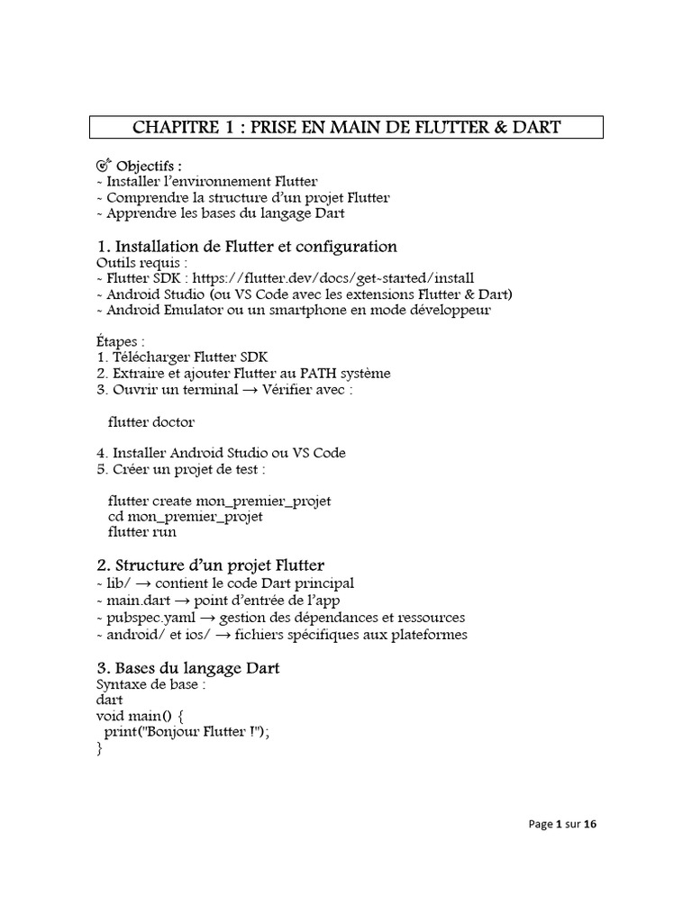 Guide d'initiation à Flutter et Dart | PDF | Logiciel gratuit ...