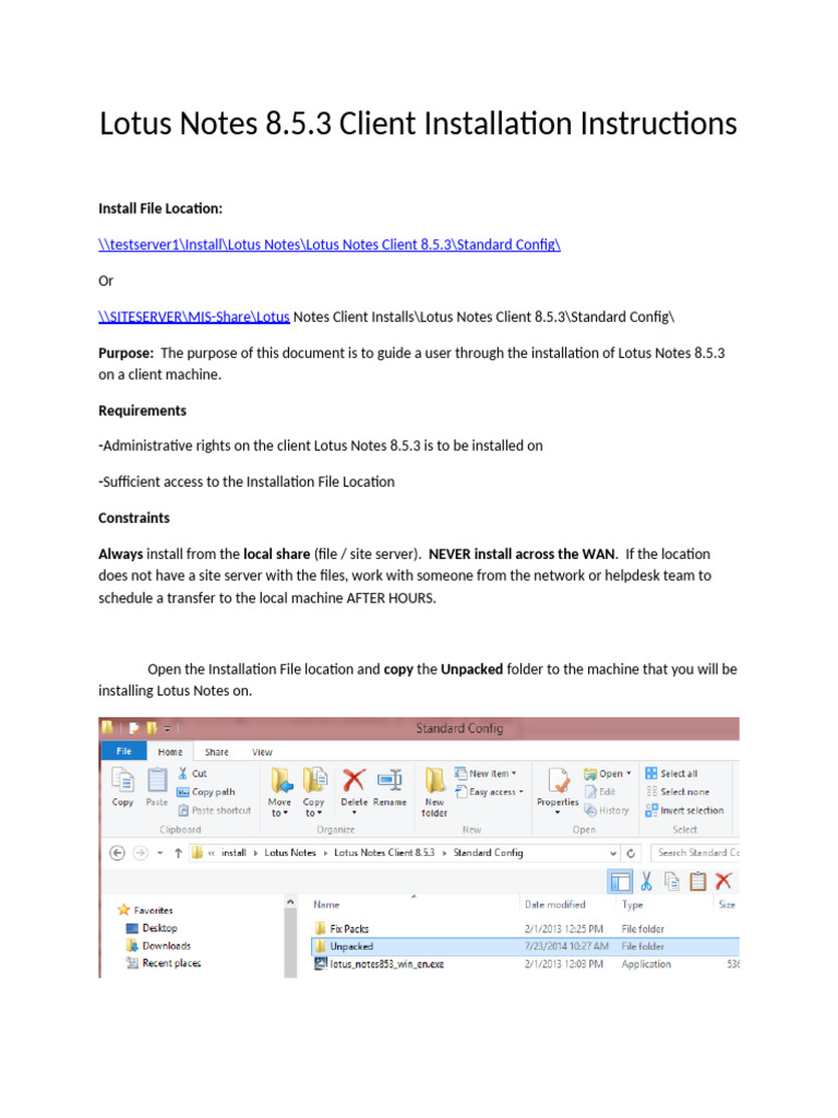 Lotus Notes 8.5.3 Client Installation Guide | PDF | Computer File ...