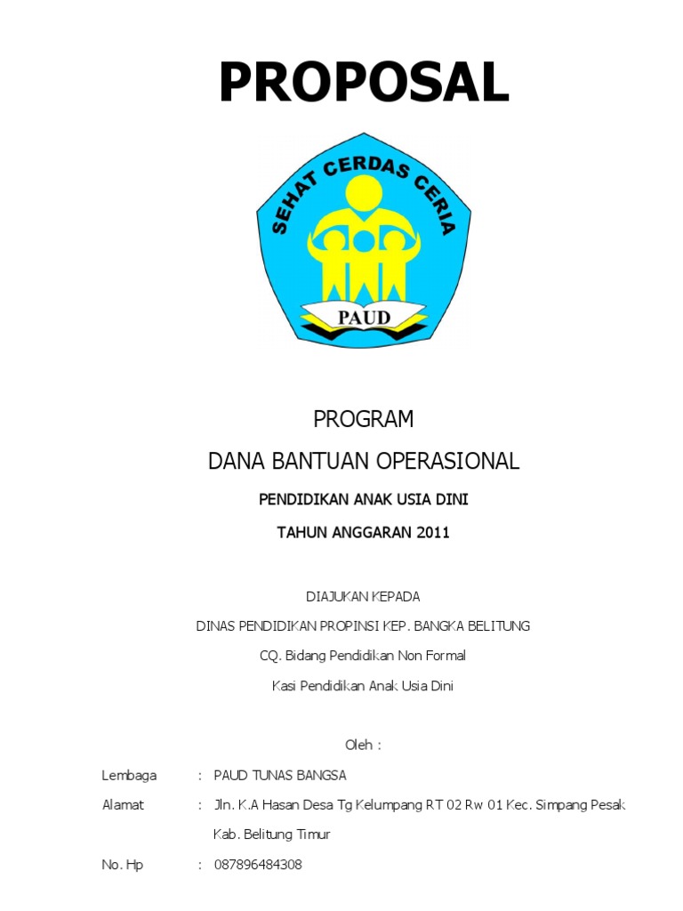 Contoh Proposal Pendirian Paud Pdf