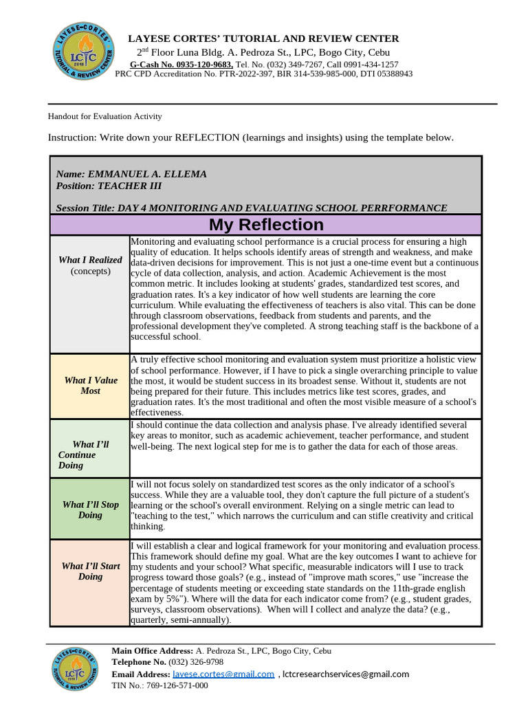 School Performance Evaluation Insights | PDF | Standardized Tests ...