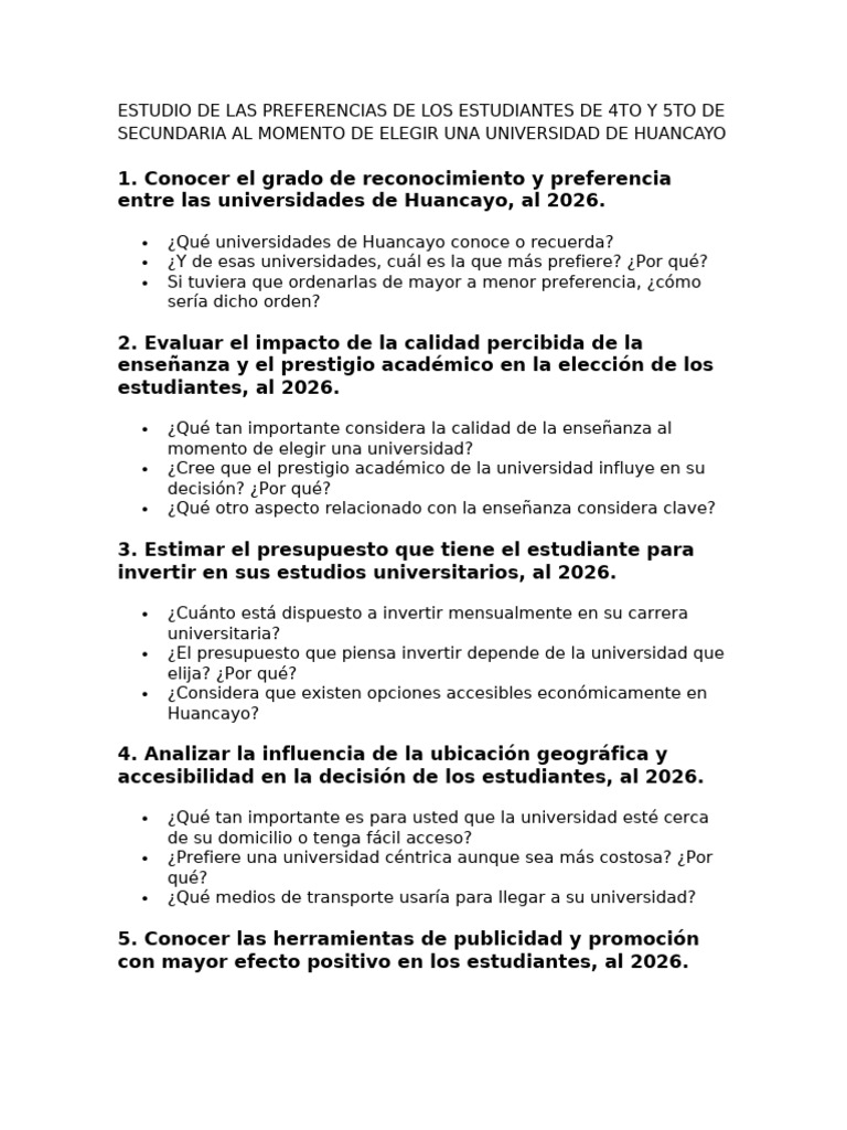 Estudio de Las Preferencias de Los Estudiantes de 4to y 5to de ...