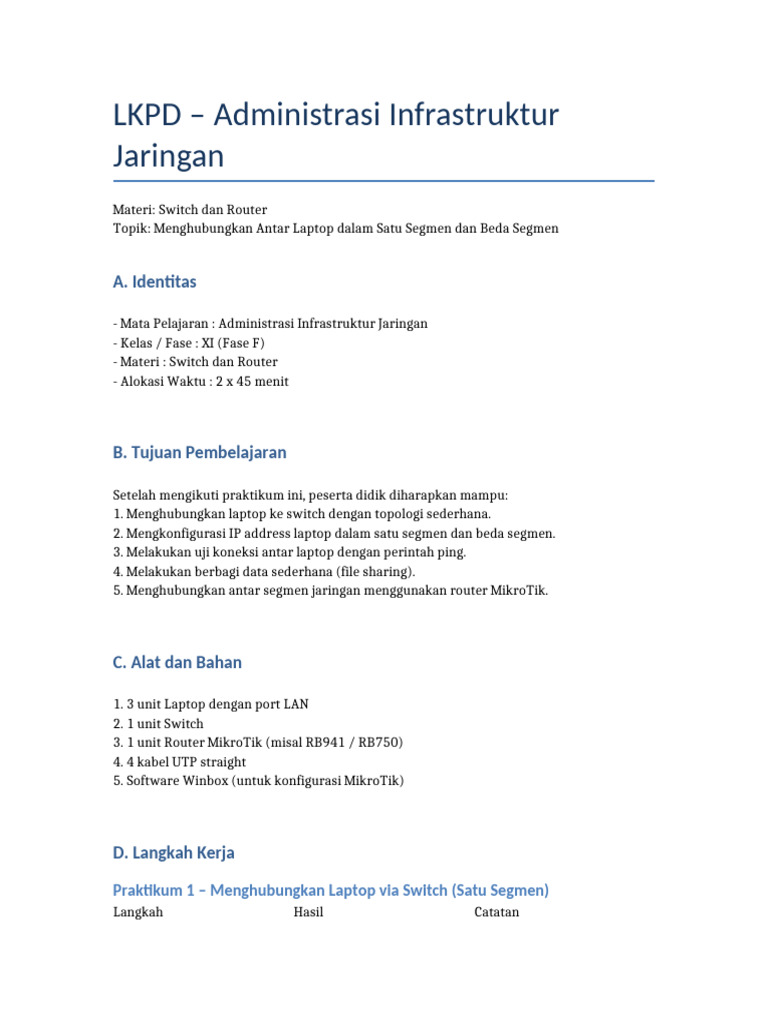 Praktikum Jaringan: Switch dan Router | PDF