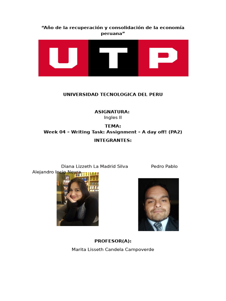 Week 04 - Writing Task Assignment - A Day Off! (PA2) | PDF