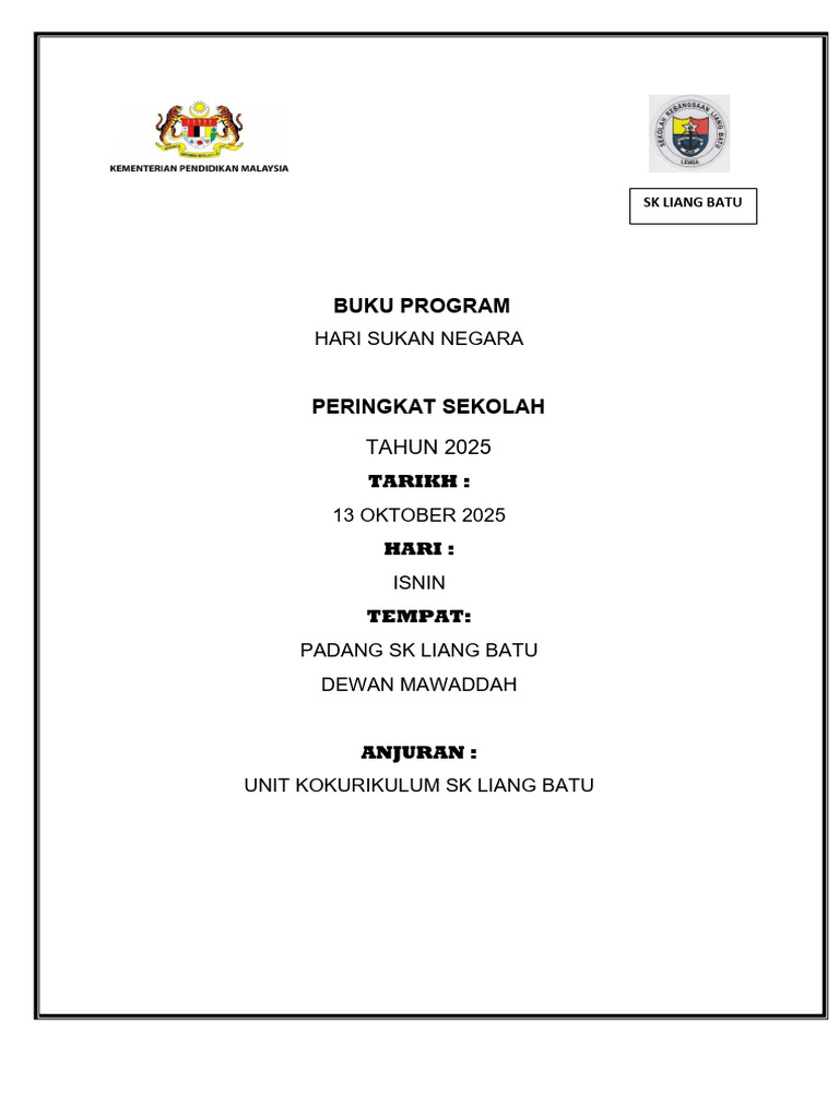 Buku Program Hari Sukan Negara 2025 | PDF
