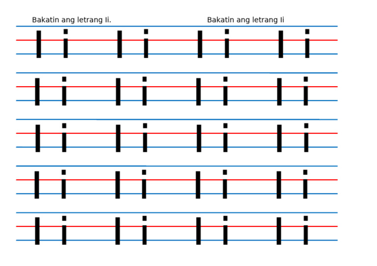 Red Blue Lines - Tracing Letter II | PDF