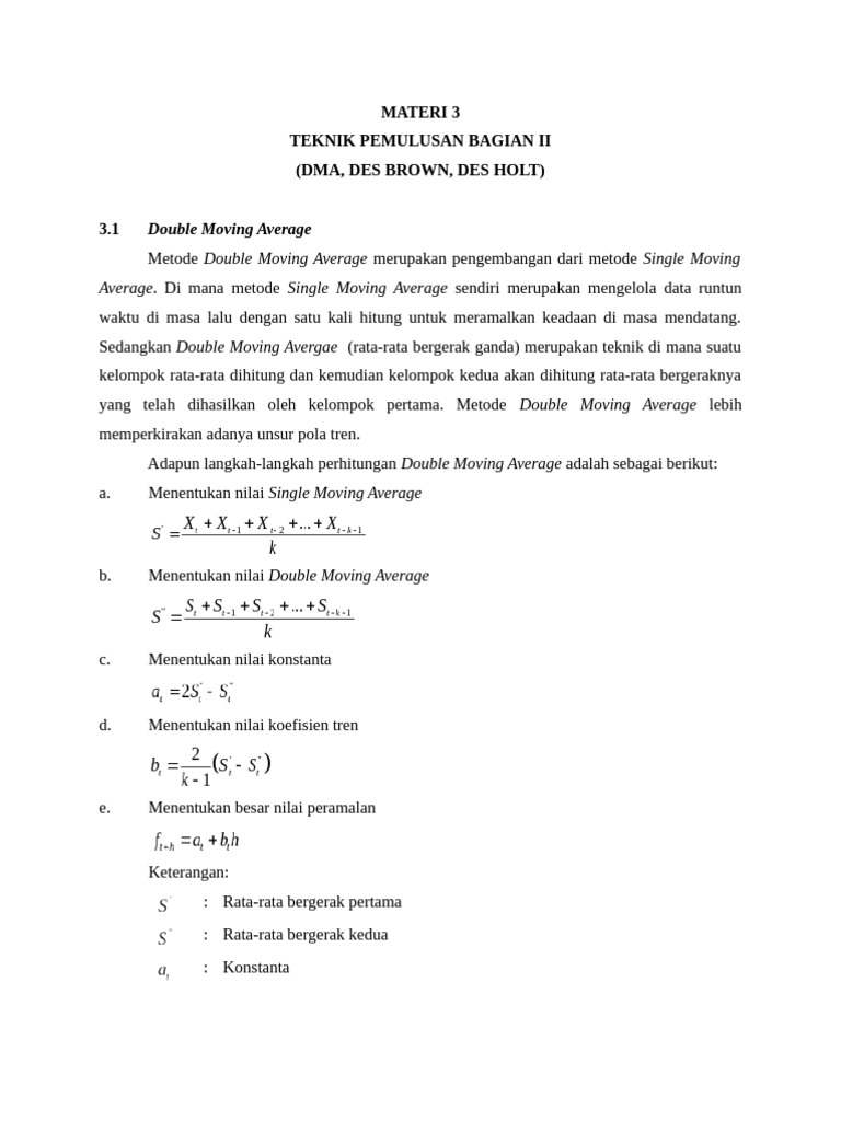 Teknik Pemulusan Data: DMA & DES | PDF
