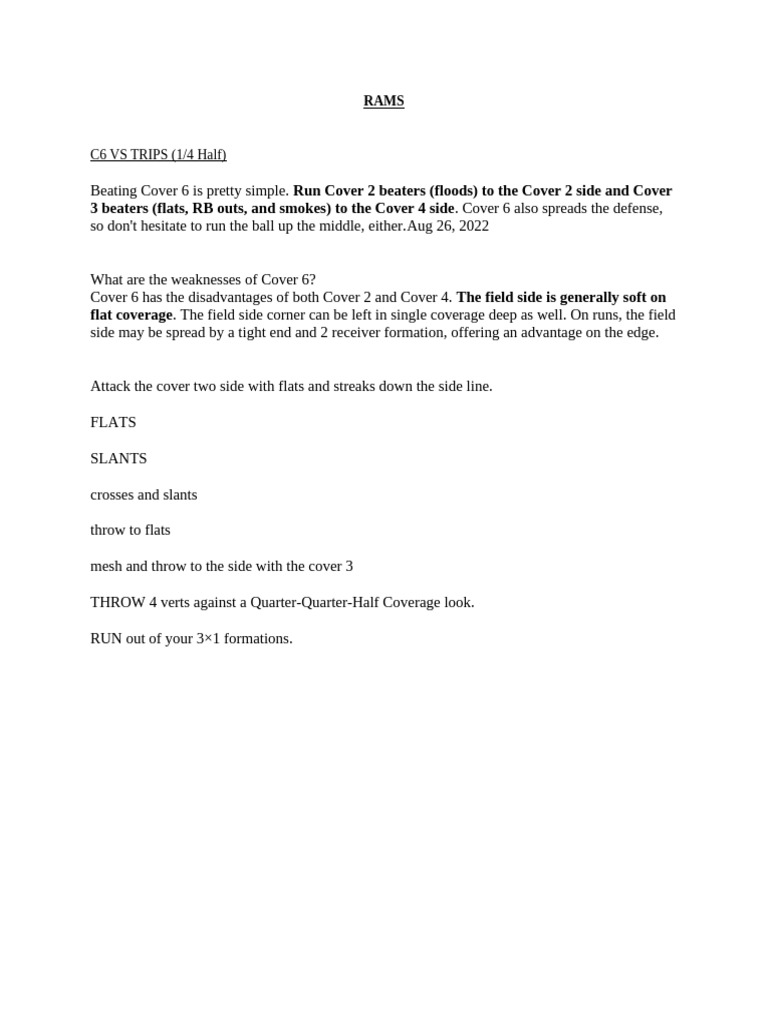 Beating Cover 6 in Football Strategies | PDF