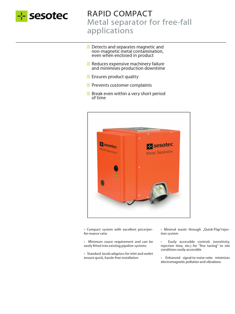 RAPID COMPACT Metal Separator System | PDF | Metals | Mechanical ...