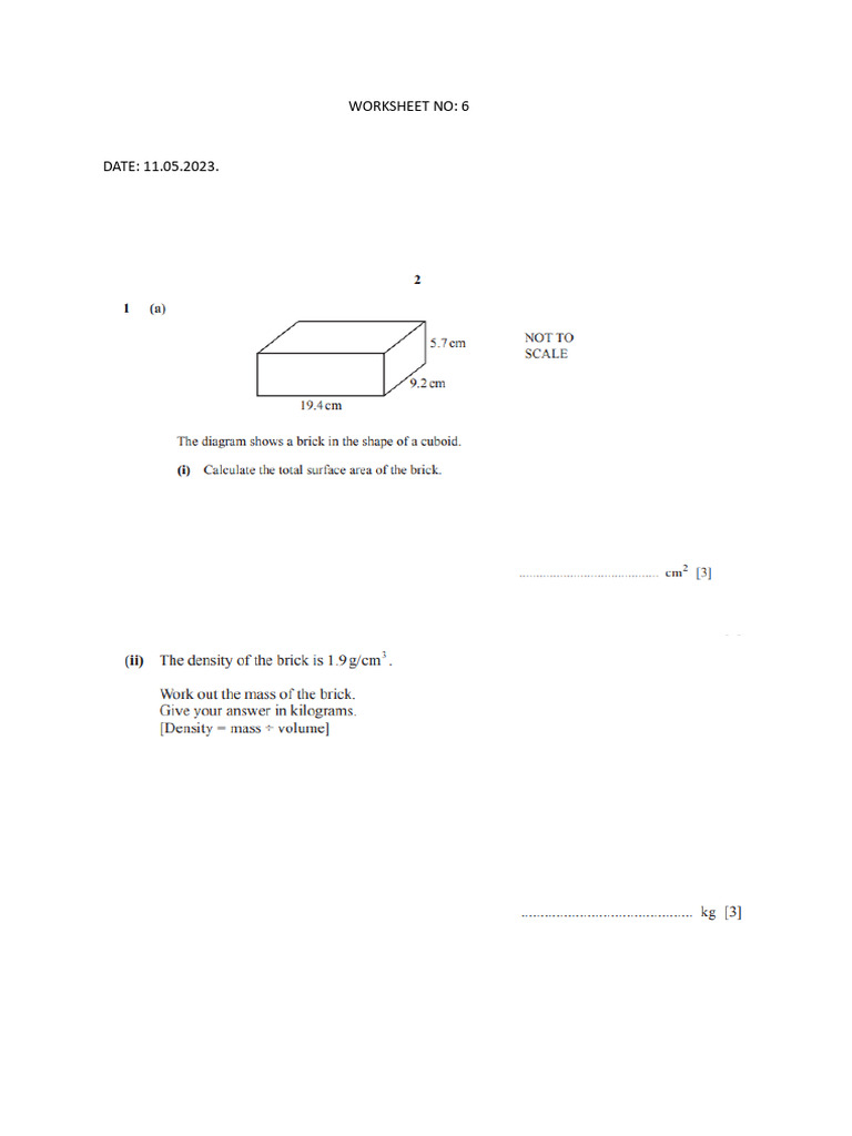 Worksheet No 6 | PDF
