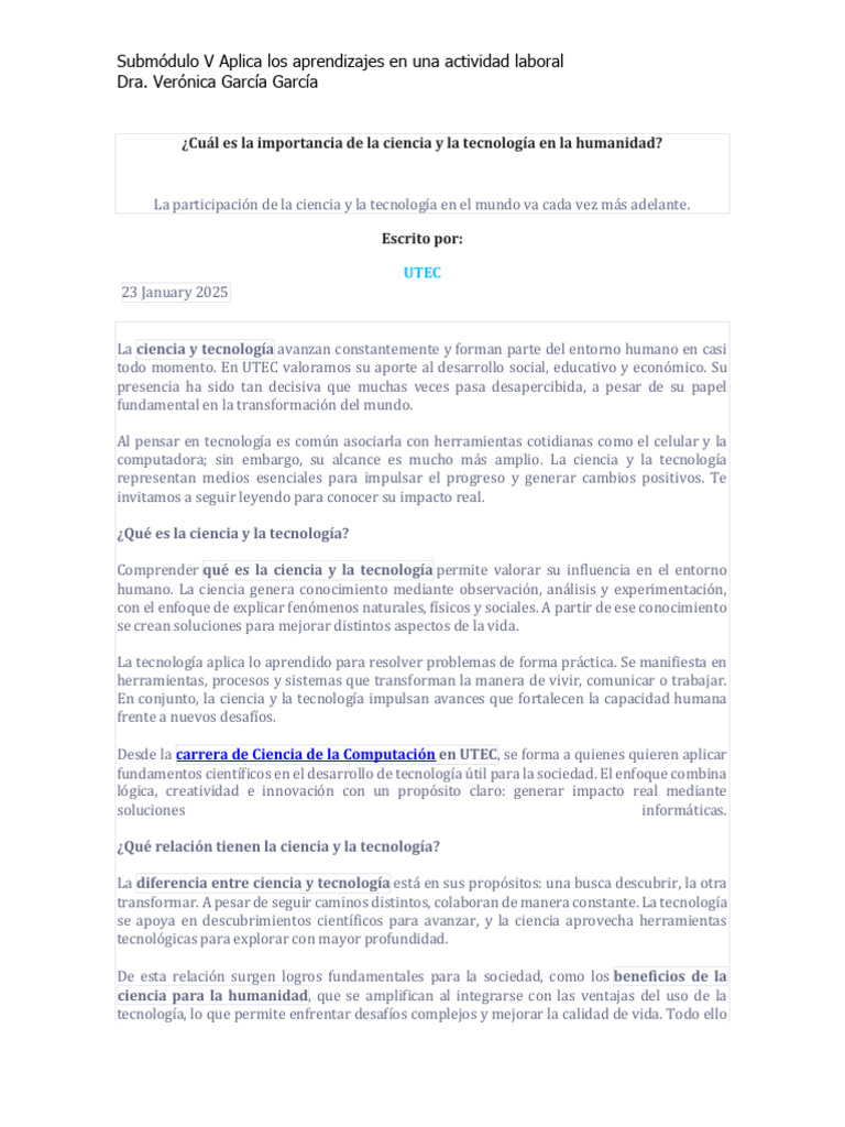 Impacto de Ciencia y Tecnología en la Sociedad | PDF | Sustentabilidad ...