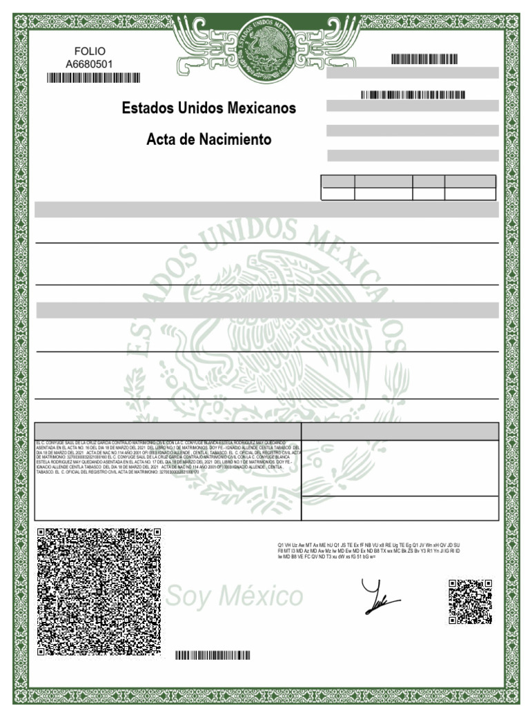 Acta de Nacimiento y Matrimonio en Tabasco | PDF | Documento