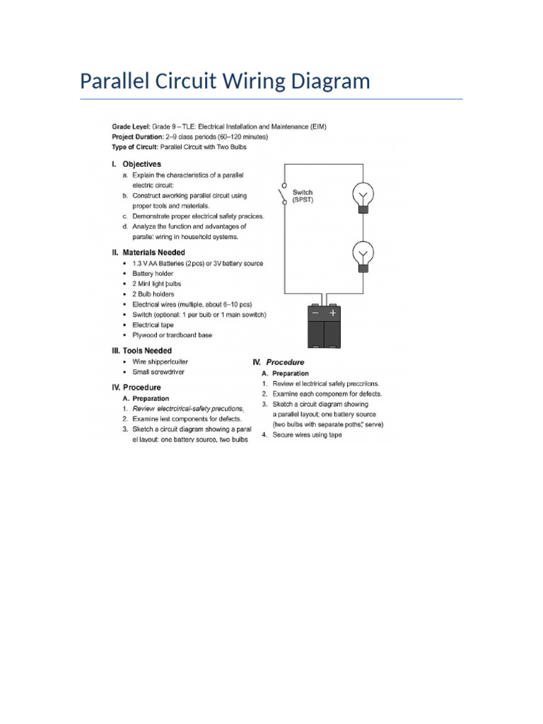 Parallel Circuit Wiring Diagram Only | PDF