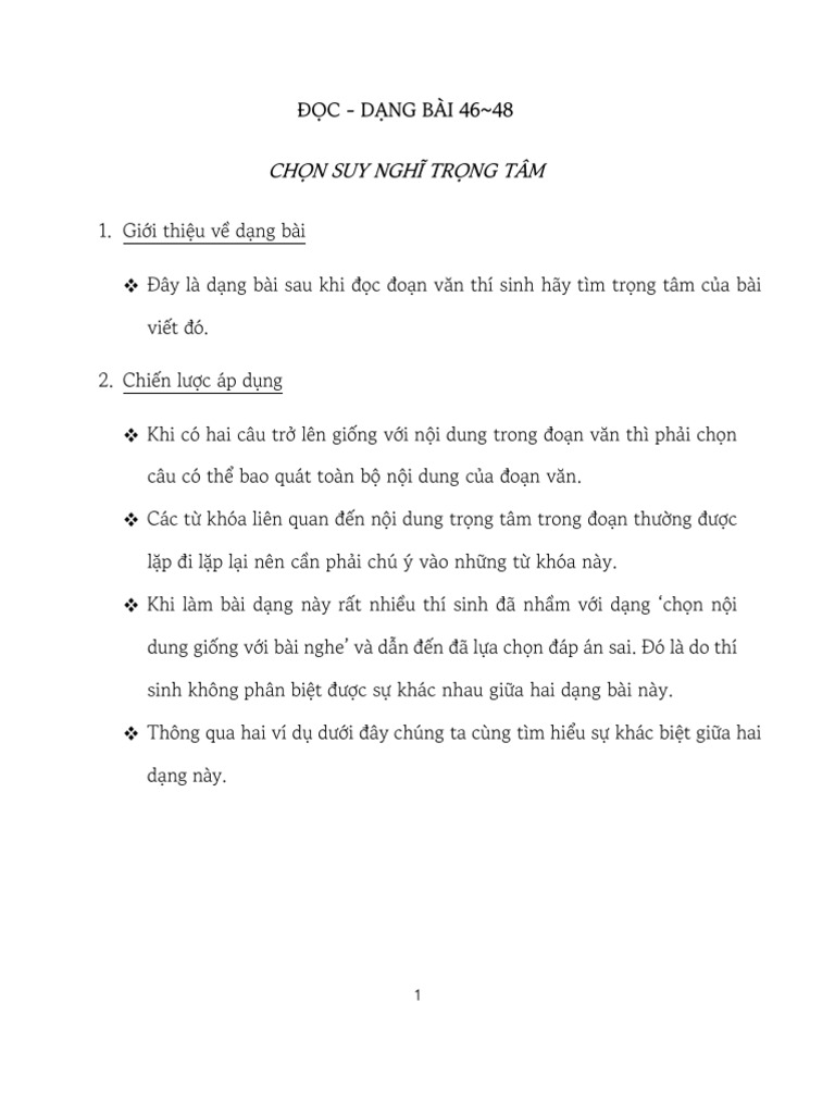 ĐỌC - Dạng 46-48 | PDF