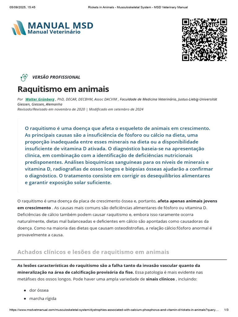 Raquitismo em Animais: Causas e Tratamento | PDF | Nutrientes ...