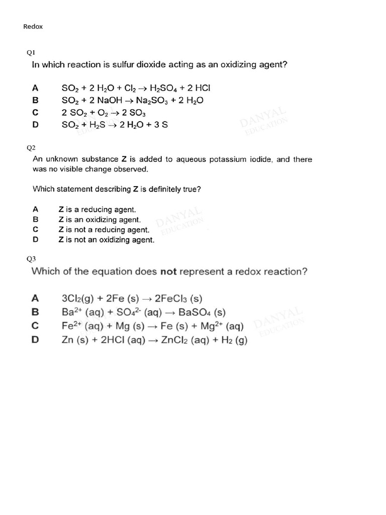 REdox Questions | PDF