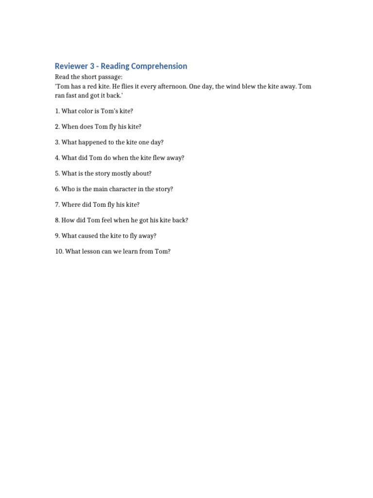 Reviewer 3 - Reading Comprehension | PDF