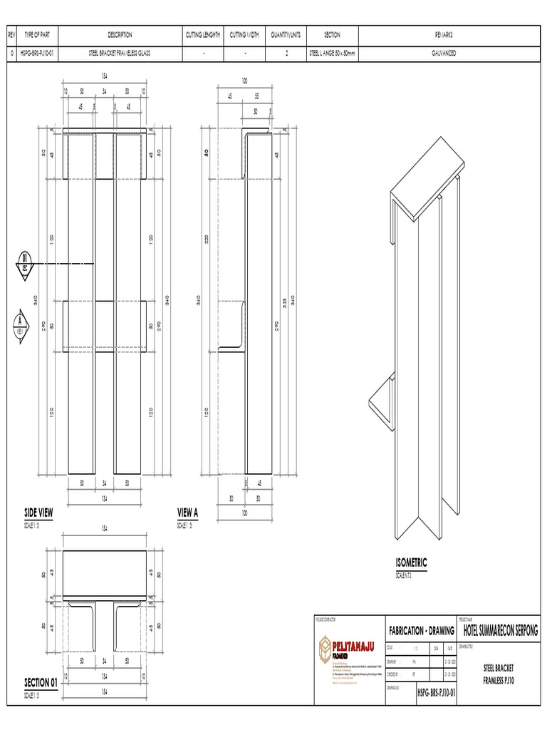 Steel Bracket Drawing for Hotel Project | PDF