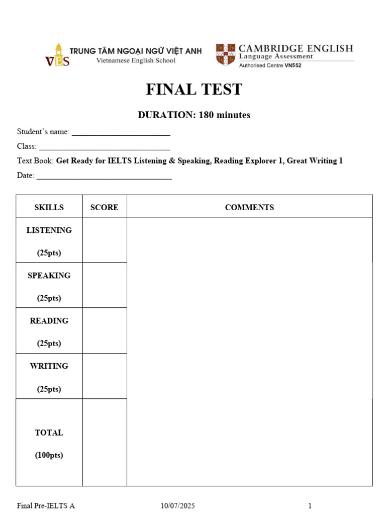 Final Pre-IELTS A Practice Test | PDF | Dubai