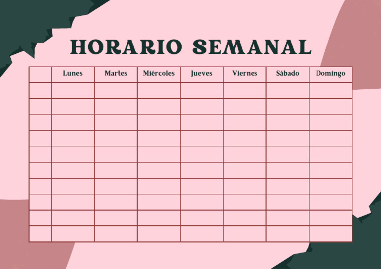 Horario Semanal Moderno Rosa PDF