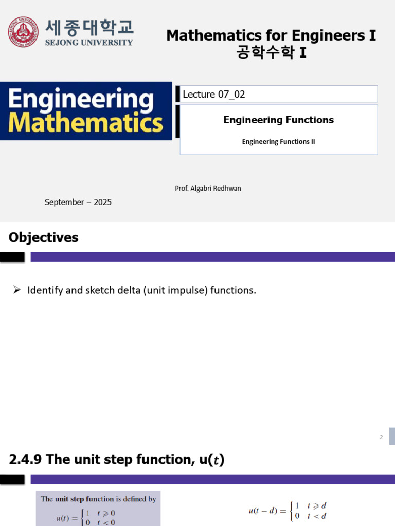 Understanding Delta Functions in Engineering | PDF | Calculus Of ...