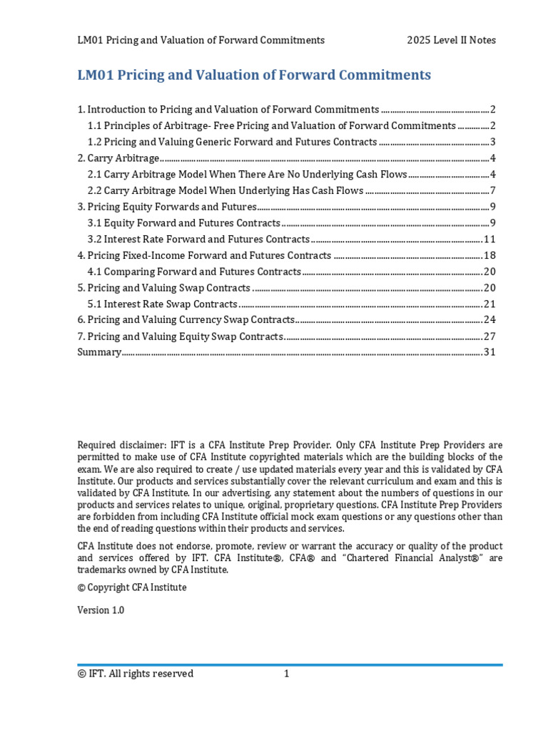 Forward Commitments Pricing Guide | PDF | Swap (Finance) | Arbitrage
