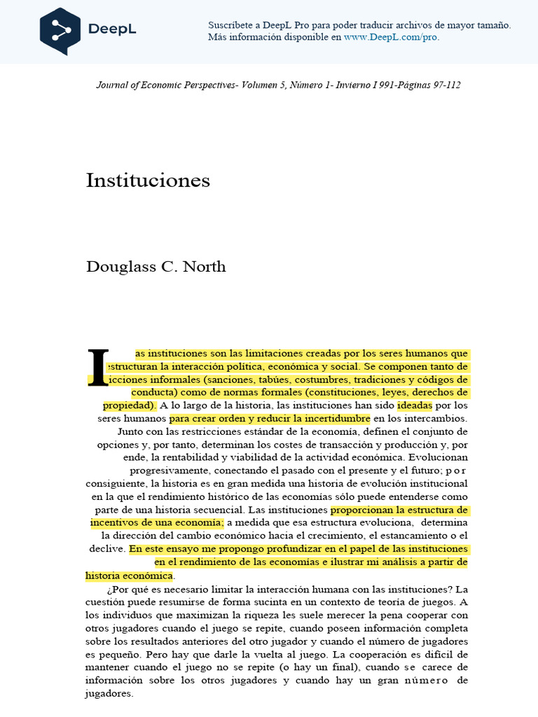 El Papel de las Instituciones en la Economía | PDF | Institución | Comercio