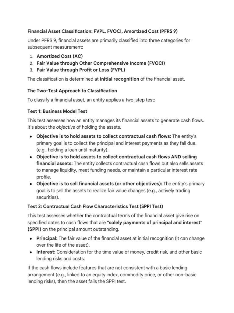 FVPL vs FVOCI: Financial Asset Guide | PDF | Fair Value | Loans
