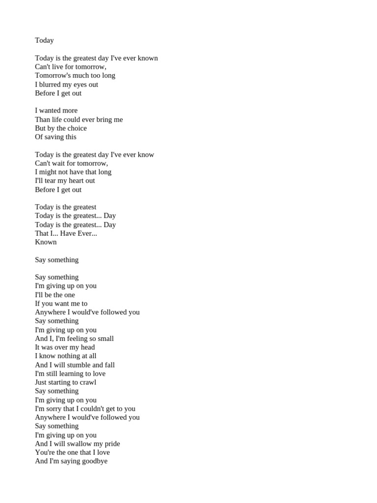 Emotional Lyrics on Love and Loss | PDF