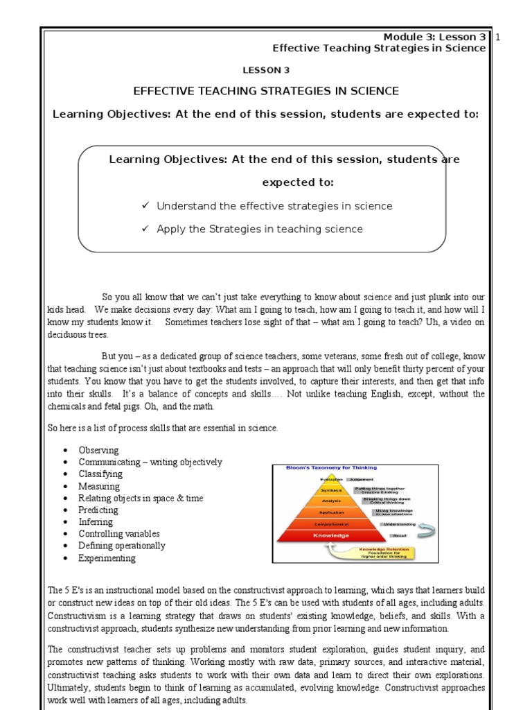 Effective Strategies for Teaching Science | PDF | Constructivism ...