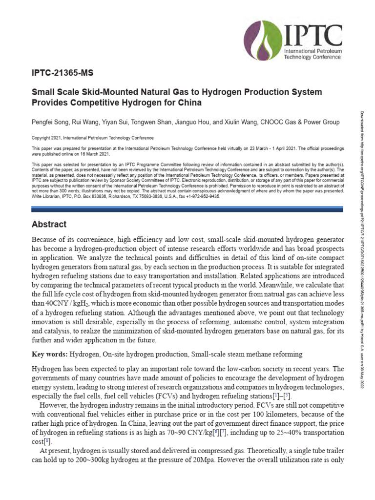 Skid-Mounted Natural Gas to Hydrogen System | PDF | Fuel Cell | Hydrogen
