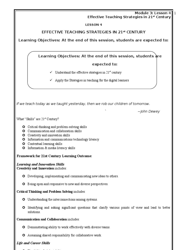 Effective Teaching Strategies in The 21st Century' | PDF