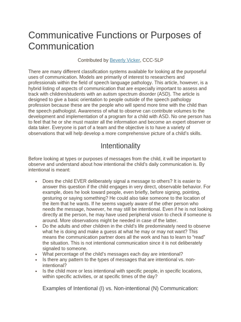 Communication Functions in ASD | PDF | Communication | Question