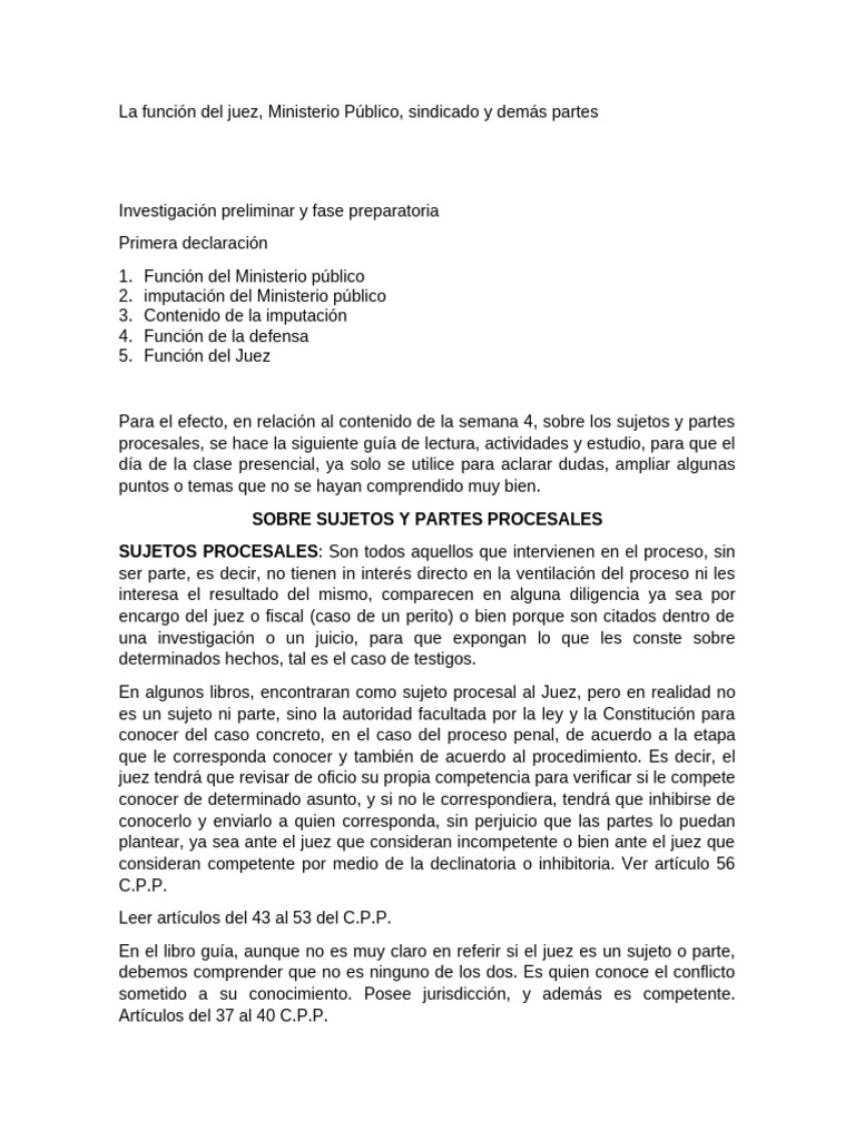 Funciones en el Proceso Penal | PDF | Queja | Fiscal