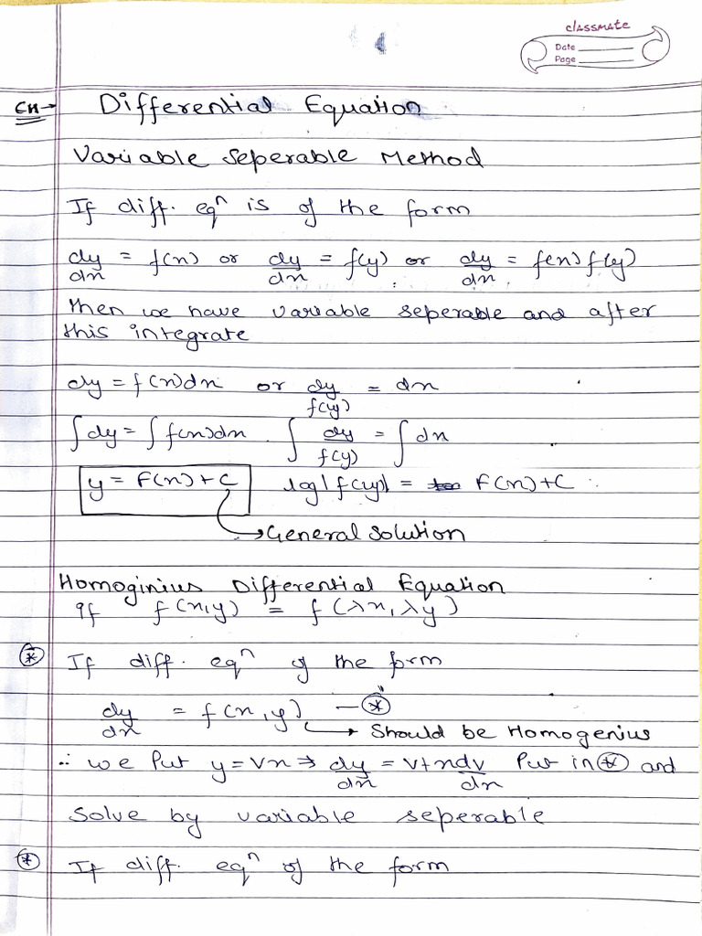 Differential Equation Class 12th | PDF