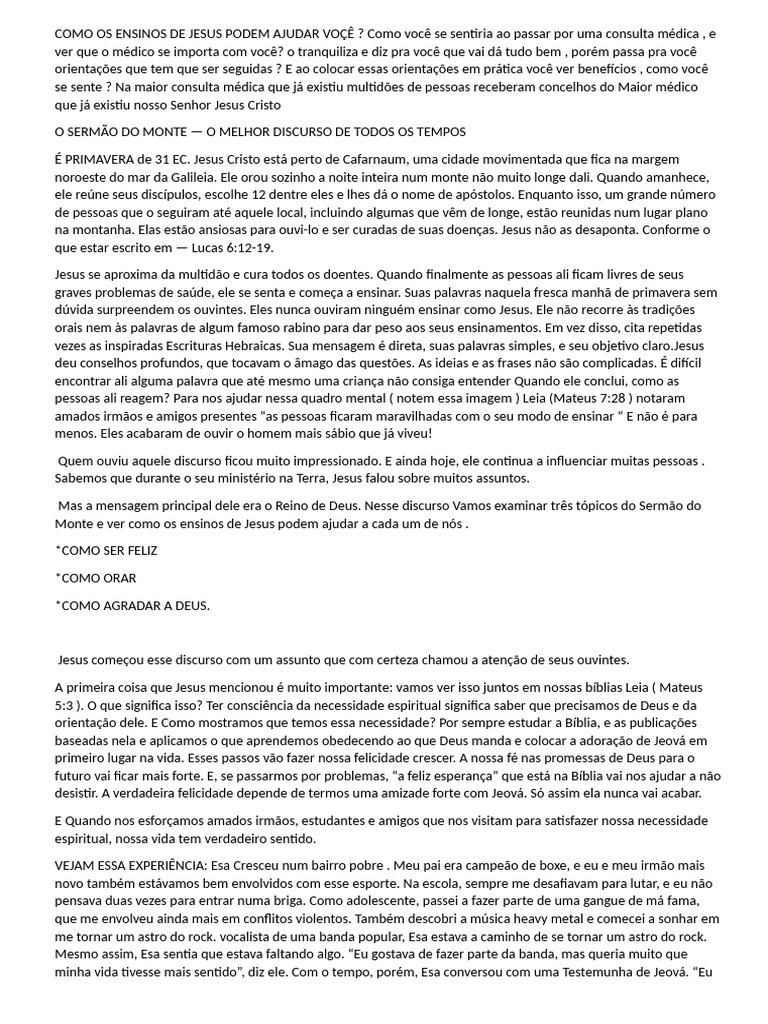 Ensinamentos de Jesus para a Vida | PDF | Jesus | Oração