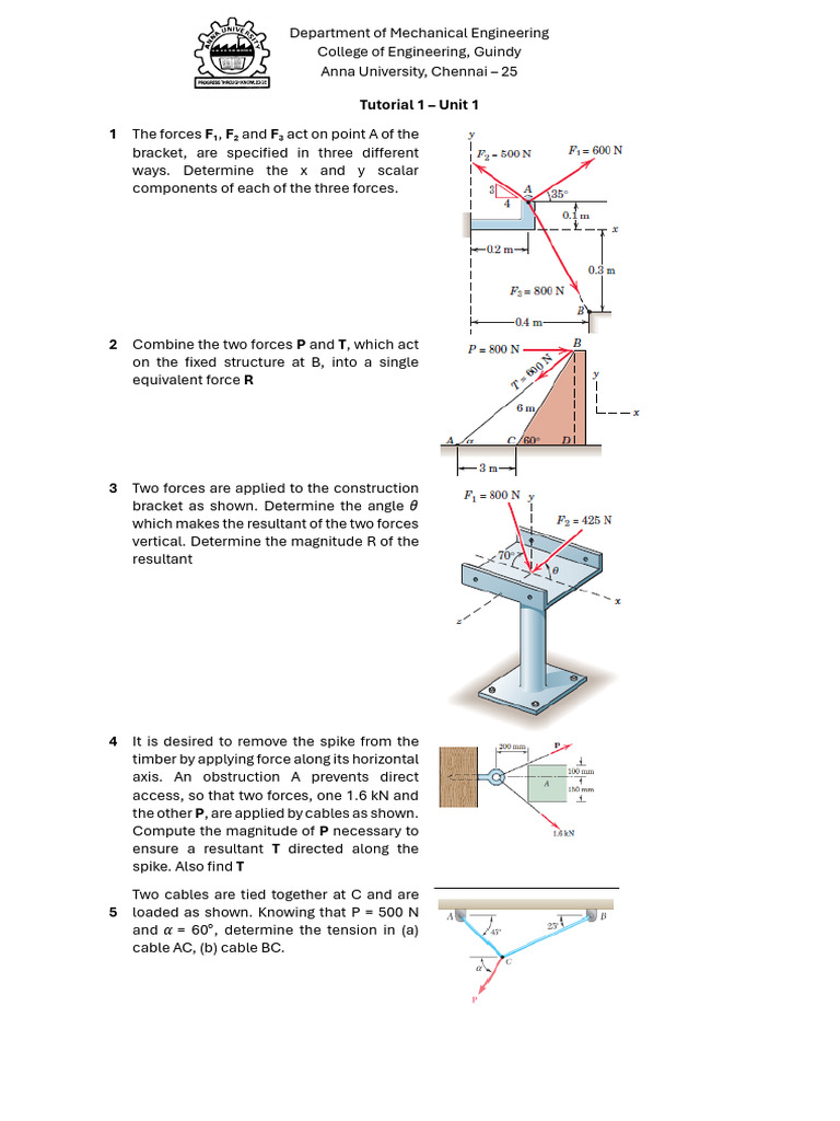 Tutorial 1 - Unit 1 | PDF