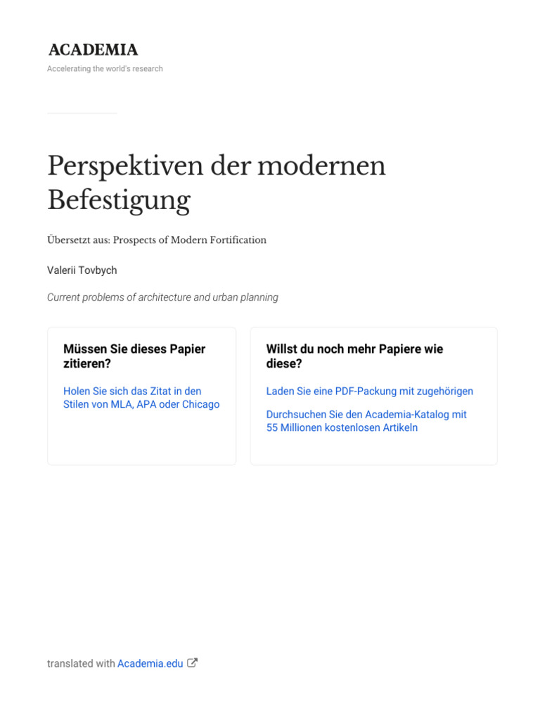 Prospects of Modern Fortification - de | PDF