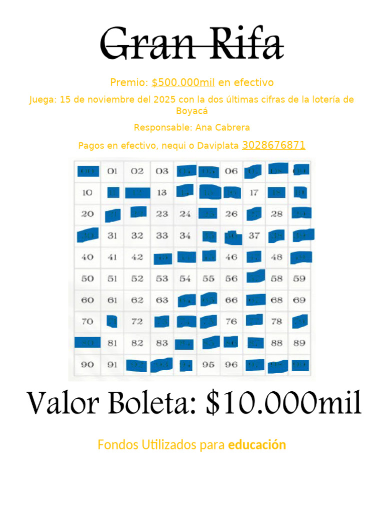 Rifa de 3 Cifras: Gana $500.000 | PDF