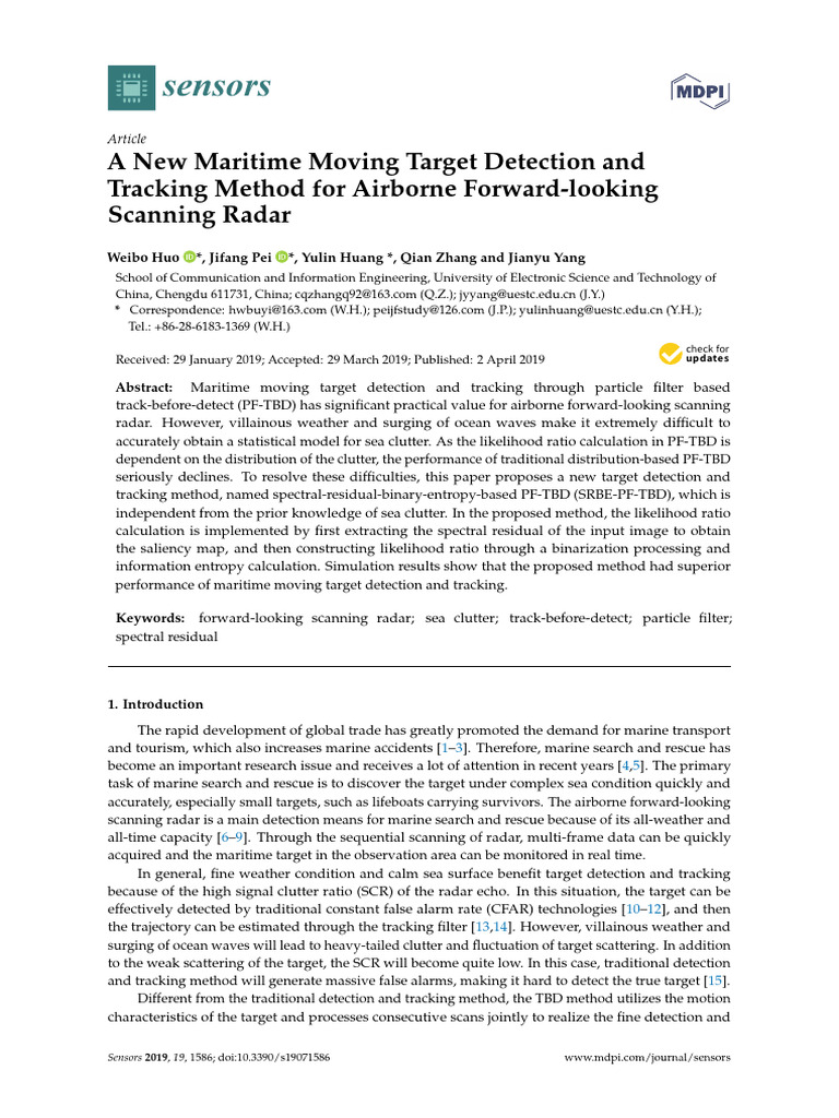 Sensors: A New Maritime Moving Target Detection and Tracking Method For ...