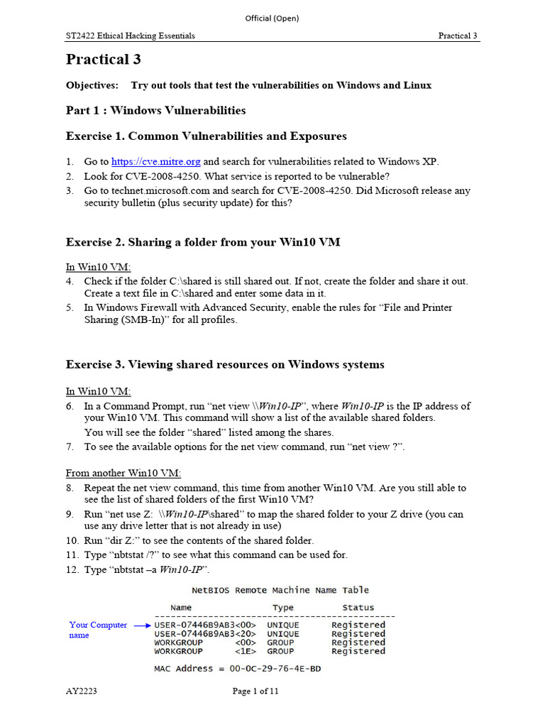 Ethical Hacking: Windows Vulnerability Testing | PDF | Windows 10 ...