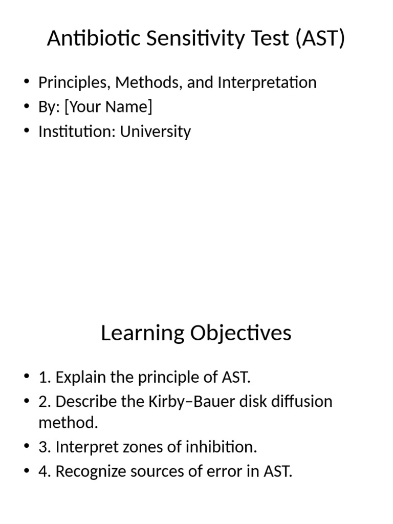 Antibiotic Sensitivity Test AST | PDF | Microbiology | Clinical Medicine
