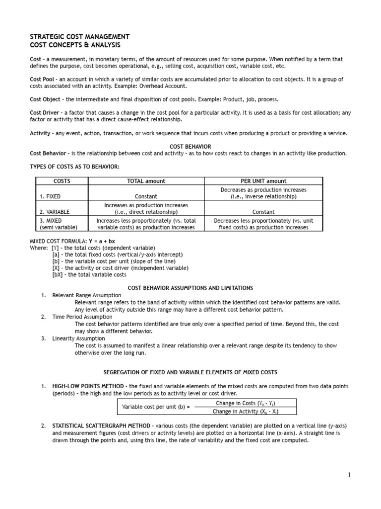 Lecture 2 - Cost Concepts and Analysis | PDF | Linear Regression ...