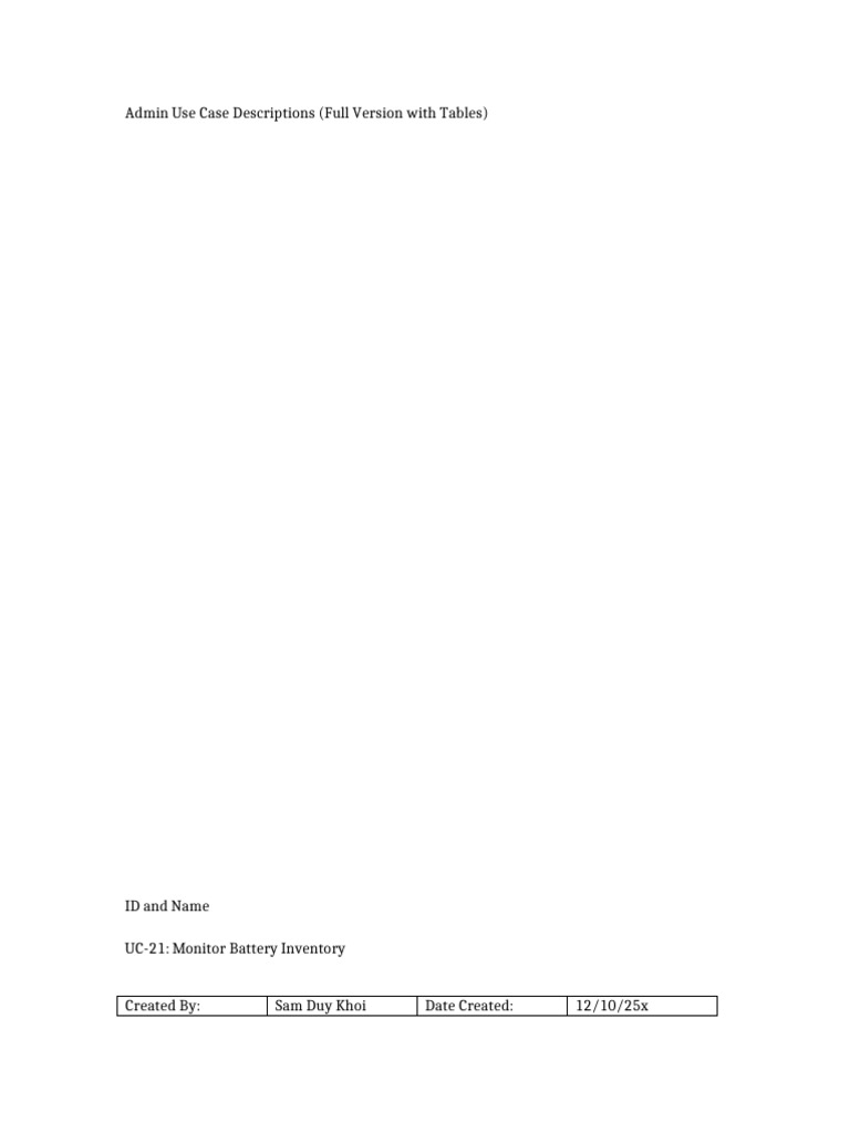 Admin Use Case Tables Final | PDF