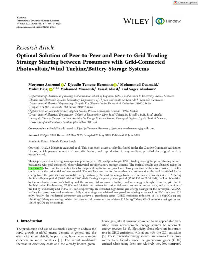 Peer-to-Peer Energy Trading Optimization | PDF | Distributed Generation ...