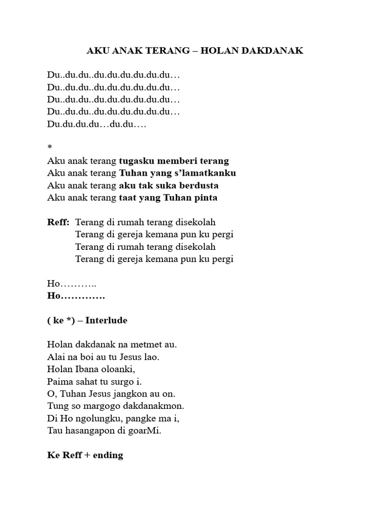 Aku Anak Terang - Holan Dakdanak | PDF
