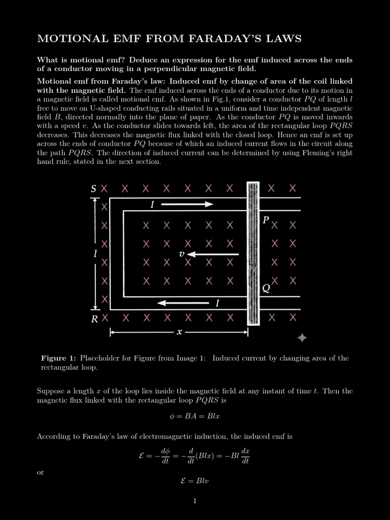 Understanding Motional EMF and Induction | PDF | Electromagnetic ...