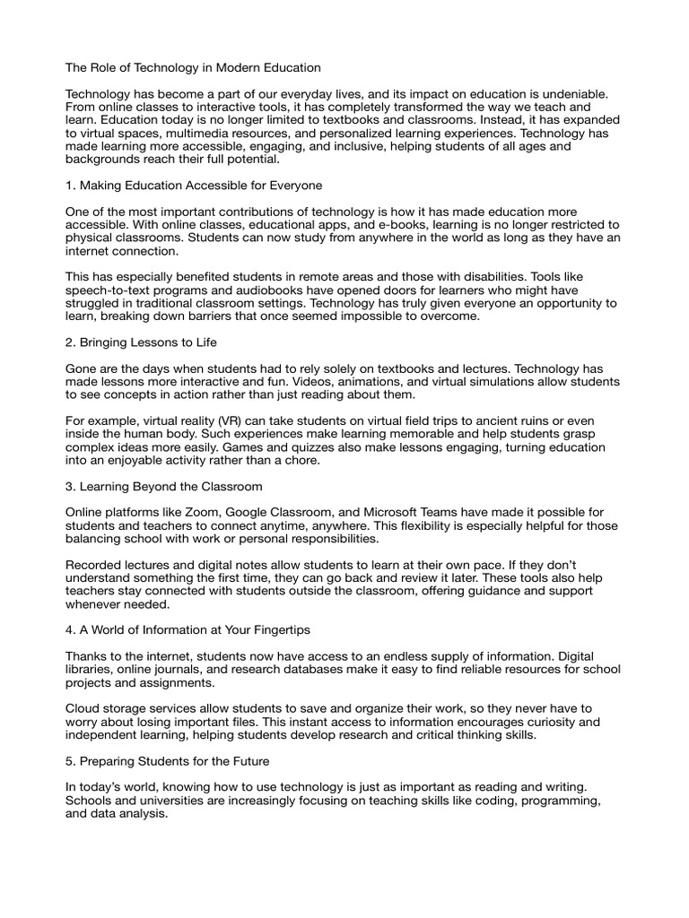 Technology's Impact on Modern Education | PDF | Educational Technology ...